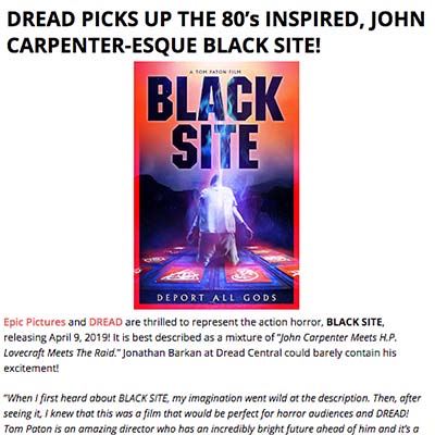 DREAD PICKS UP THE 80’s INSPIRED, JOHN CARPENTER-ESQUE BLACK SITE!